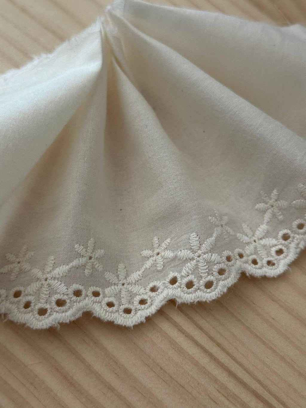 2Yds Non-Stretch 4" Off-White Cotton Eyelet Embroidered Lace Trim Wholesale