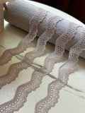 10yds Muted Dusty Rose Geometric Stretch Elastic Lace Trim, Symmetrical Wave Scalloped Narrow Ribbon for Lingerie Underwear Crafts, 0.6"