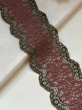 Two Tone Stretch Lace Trim by Yard, 2.6" Rose Green Elastic Ribbon, Lingerie Lace, Coquette Craft Supply, DIY Sewing, Retail Wholesale