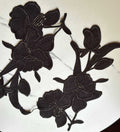 Onyx Black Floral Guipure Lace Applique Motif, Symmetrical Embroidered Flower Patches Pair for Shoulder Mirror Dress Sewing, 10"x4"