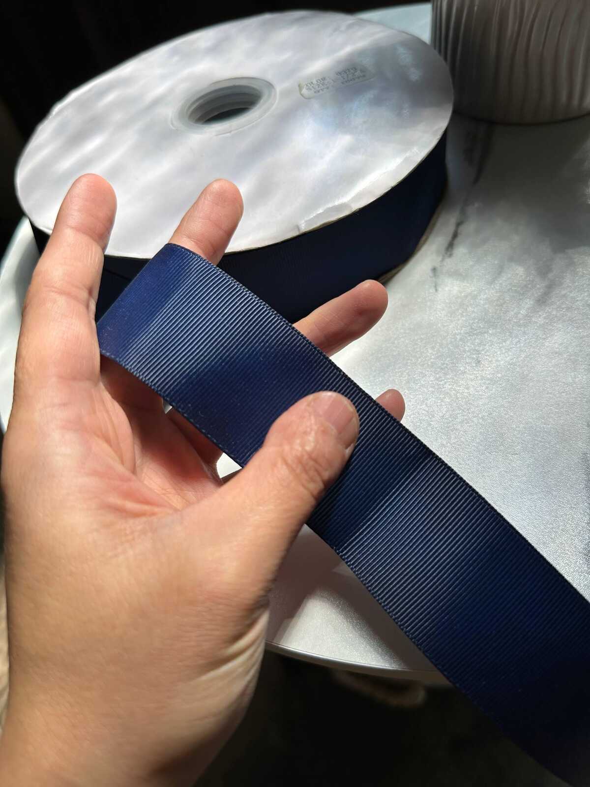 100yds Midnight Navy Blue Grosgrain Ribbon Bulk 100 Yards Roll, Solid Ribbed Fabric Ribbon for Hair Bows Gift Wrapping Crafts, 1.4" Width