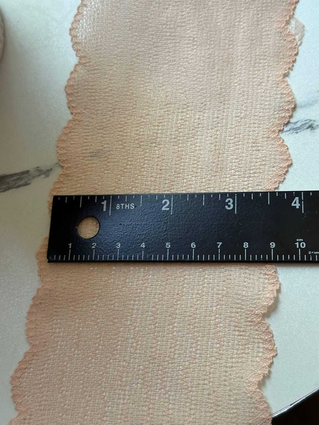 Nude Peach Stretch Mesh Lace Trim by the Yard, Wide Ribbon for Baby Headband Scrunchies Pleated Skirt, 3.5"