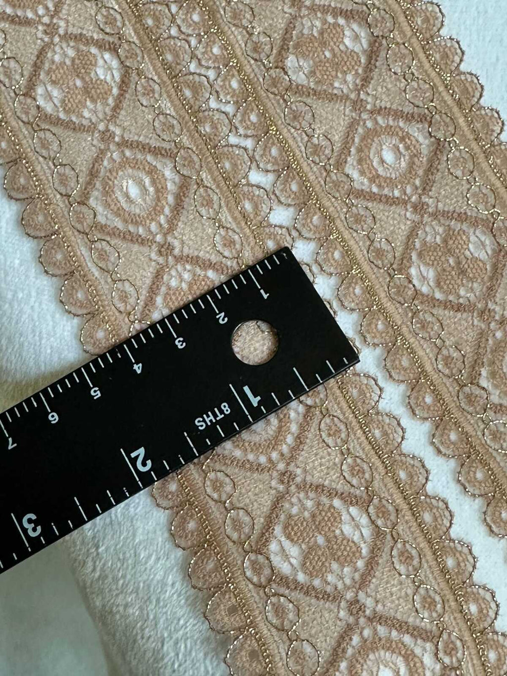 10yds 1.8" Gold Metallic Lace Champagne Stretch Elastic Galloon Scalloped Edge Geometric Ribbon for Lingerie Underwear Crafts Sewing