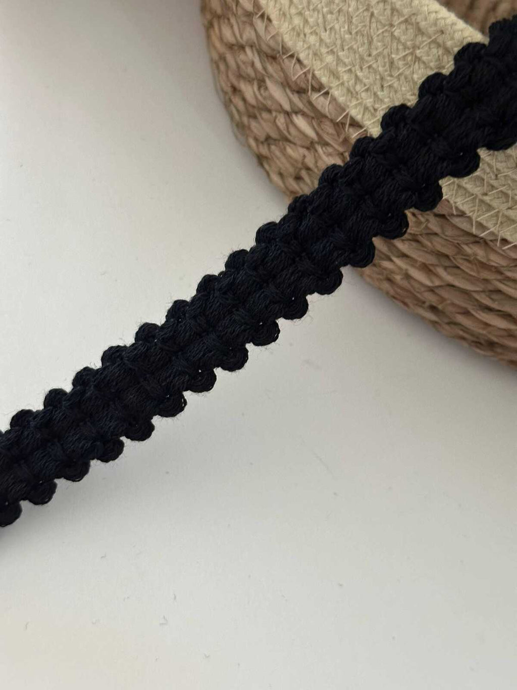 5Yds Non-Stretch 0.8" Black Braided Wool Yarn Braid Trim, DIY Craft Wholesale