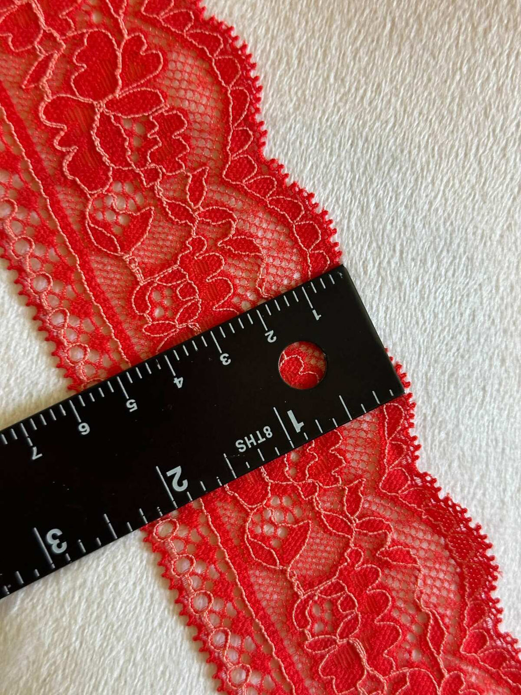 10yds 2.4" Watermelon Red Stretch Lace Trim  Insertion Beading Floral Ribbon Elastic Lace for Lingerie Underwear Garment Sewing by the Yard