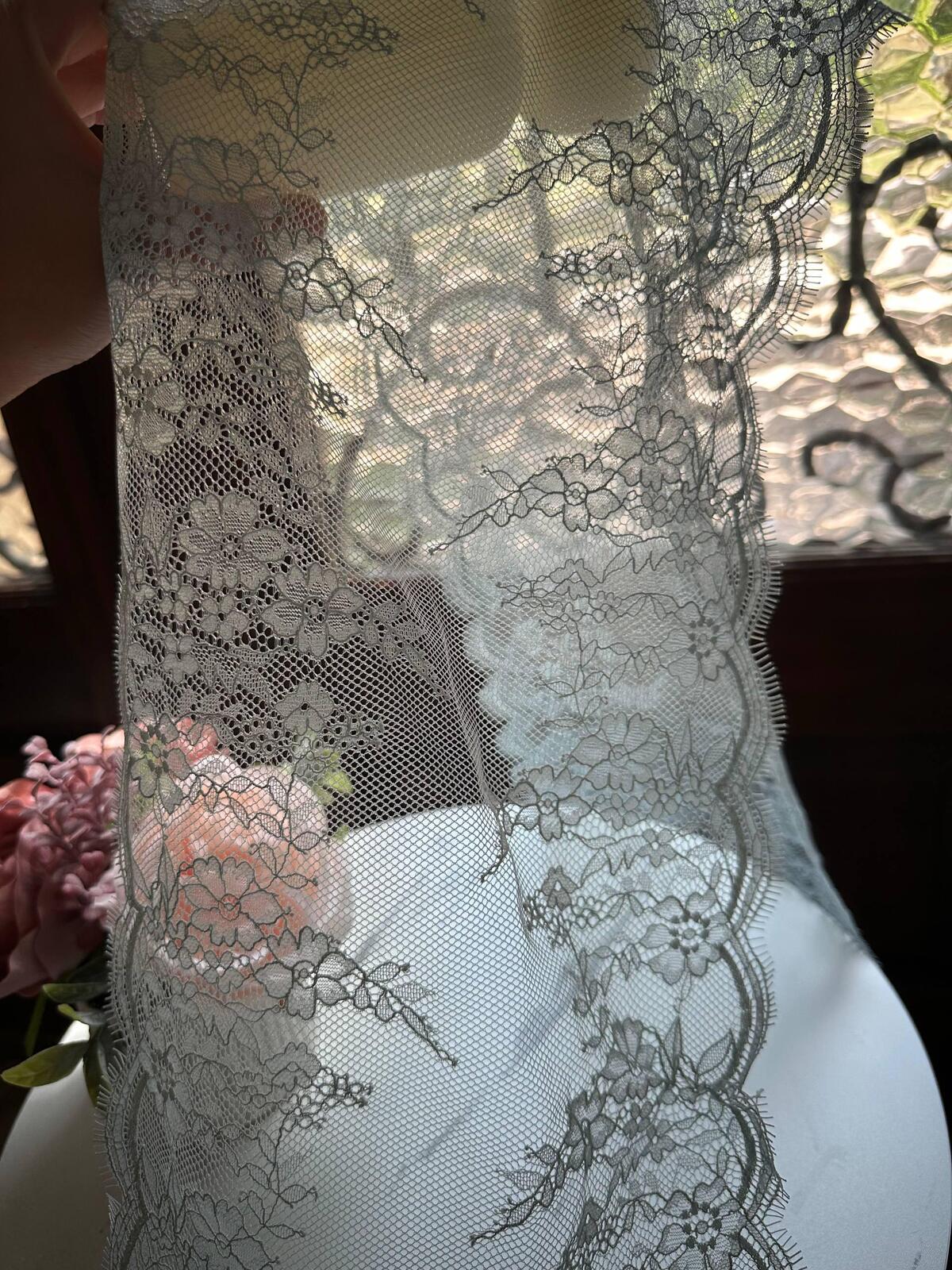1.5Yards Sage Green Eyelash Lace Trim, 9" Non-Stretch Ribbon, Bulk Clearance Coquette Y2K Lace, Lingerie, DIY Sewing, Retail Wholesale