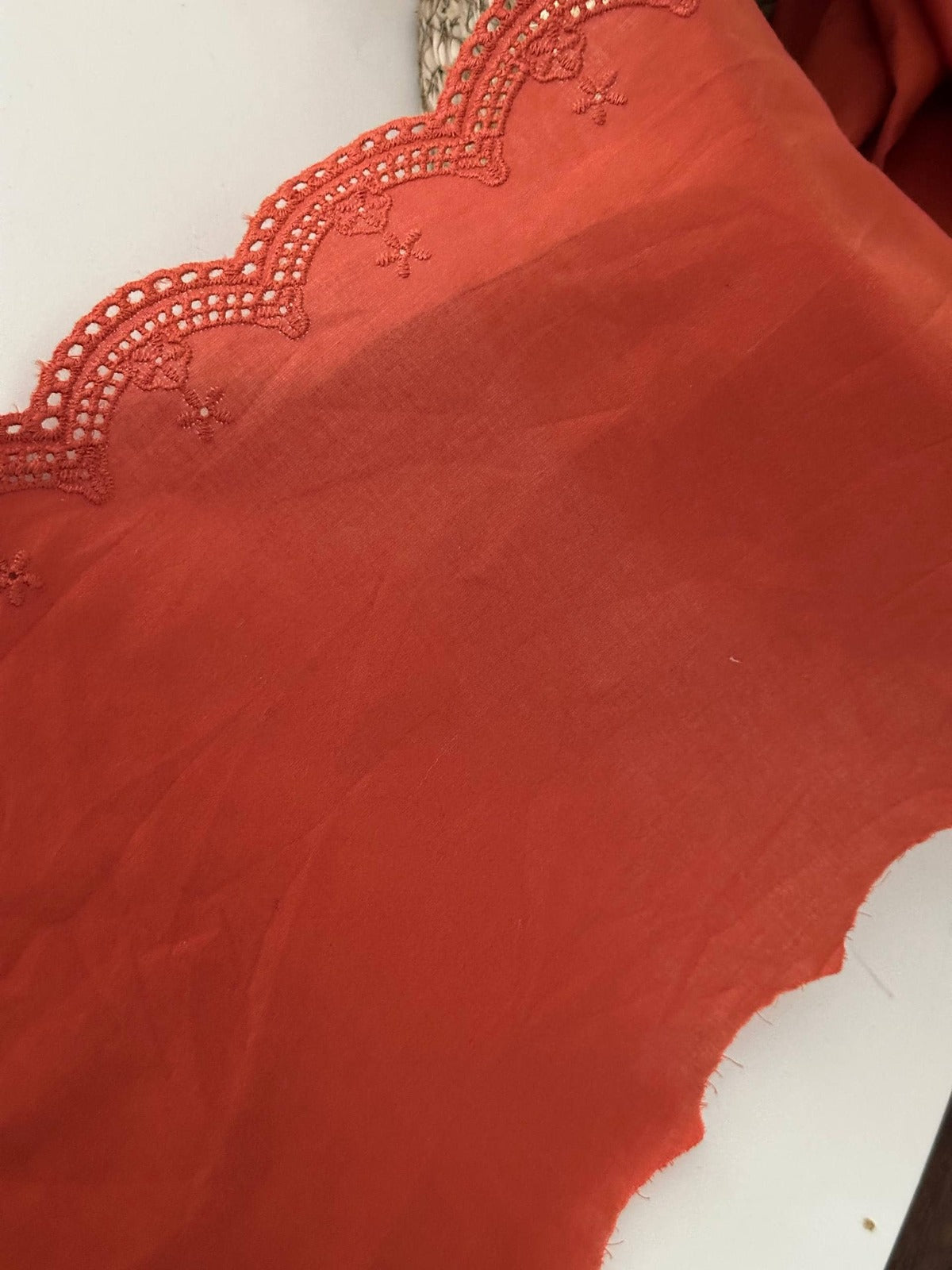 3Yds Non-Stretch 8" Wide Rust Cotton Eyelet Lace Trim, Bulk Clearance Coquette Y2K Lace, Garment Trim, DIY Sewing, Retail Wholesale