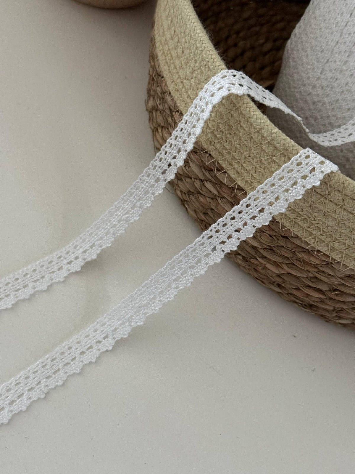 5Yds Non-Stretch 0.6" White Cotton Crochet Lace Trim, Vintage Craft Wholesale