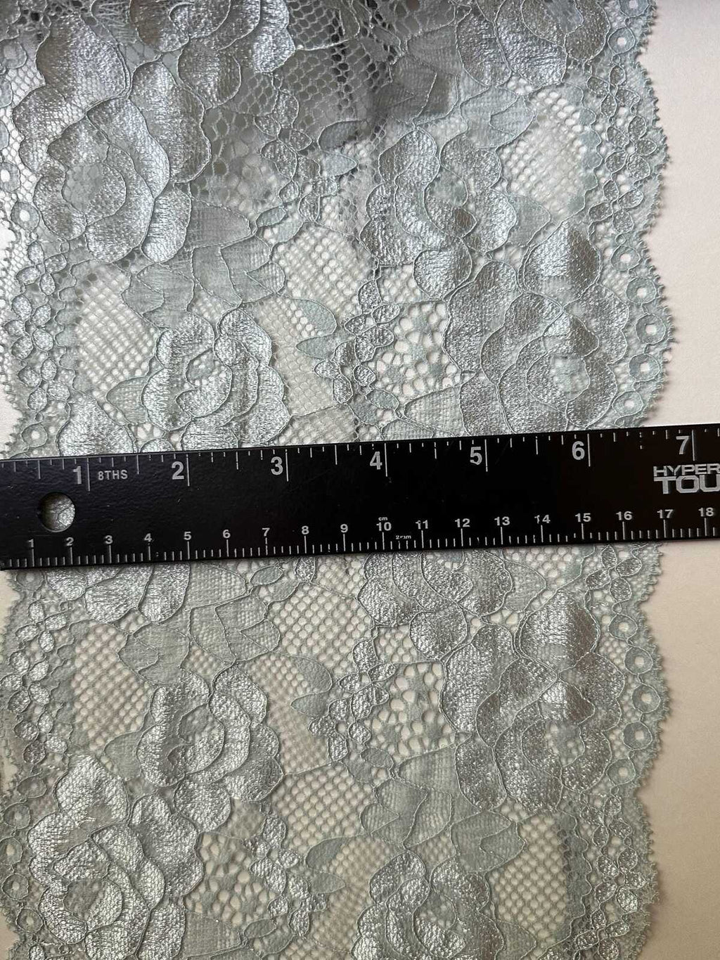 Muted Sage Dust Floral Stretch Lace Trim by the Yard, Wide Elastic Galloon Lace Trim for Lingerie Bridal Crafts, 6.5"