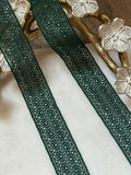 10yds Dark Forest Christmas Green Stretch Lace Trim by Yard, Elastic Ribbon, Coquette Craft Supply, 1", Retail Wholesale Bulk