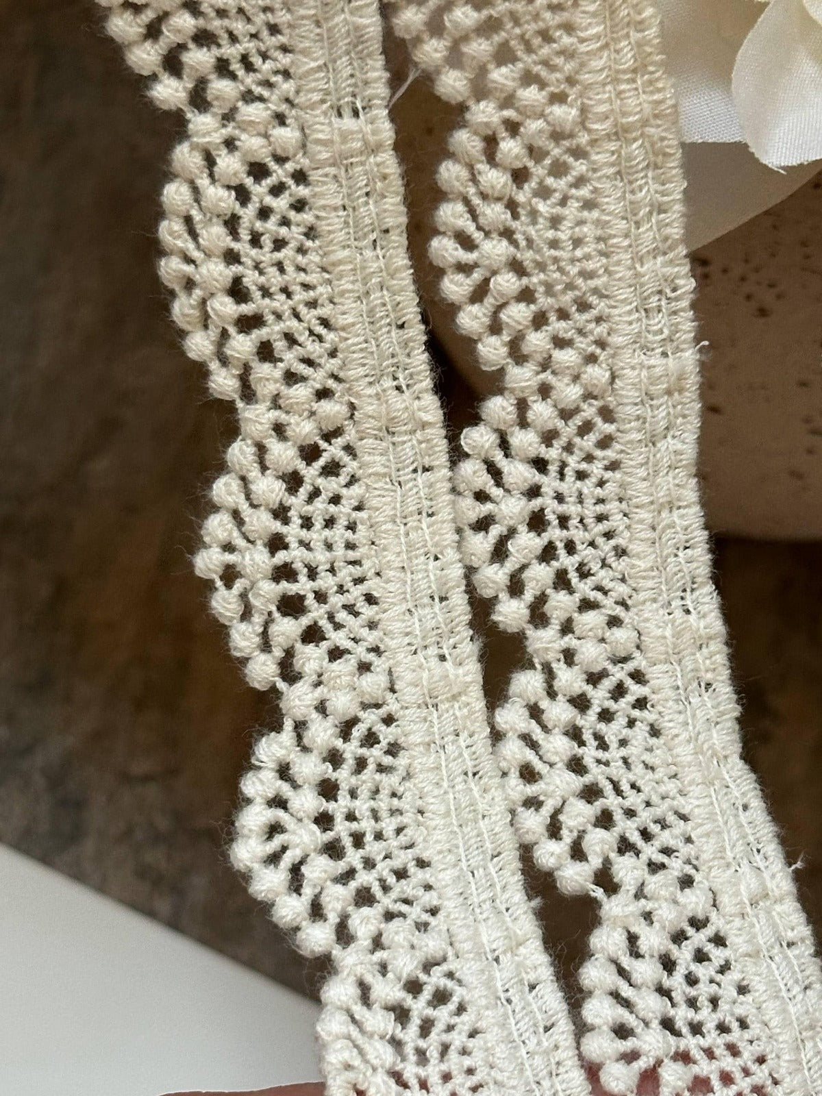 Natural Cotton Scalloped Lace Trim by Yard, Unbleached Shell Crochet Ribbon, Coquette Craft Supply, 1", Retail Wholesale Bulk