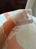 7.25" Coral Orange Lace Trim Wide Embroidered Soft Tulle Mesh Scalloped Edge Rose Ribbon for Matching Skirt Lingerie Garment Sewing