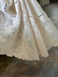 Two Tone Cream Beige & Pale Pink Floral Galloon Lace Trim Symmetrical Double Scalloped Edge Tulle Ribbon for Gowns Crafts Sewing, 7.65"