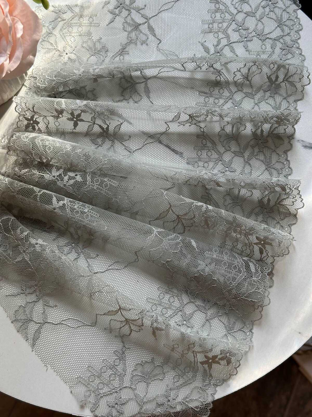 Sage Green Wide Lace Trim by Yard, 8.5" Floral Ribbon, Coquette Y2K Lace, Lingerie Lace, DIY Sewing Craft, Retail Wholesale