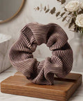 2pcs Pleated Satin Scrunchie Large Fluffy Hair Cloud - Creamy Mocha Dusty Mauve Hair Tie, Coquette Aesthetic Academic Satin