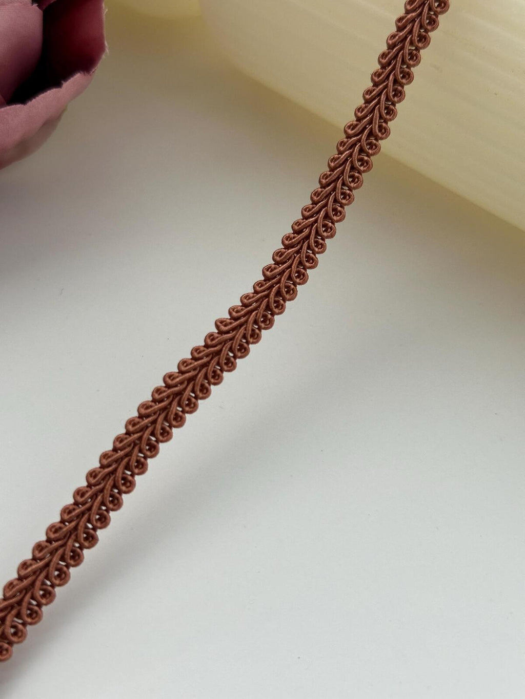 6Yds Non-Stretch 0.3" Brown Woven Braided Gimp Scroll Trim Ribbon Wholesale