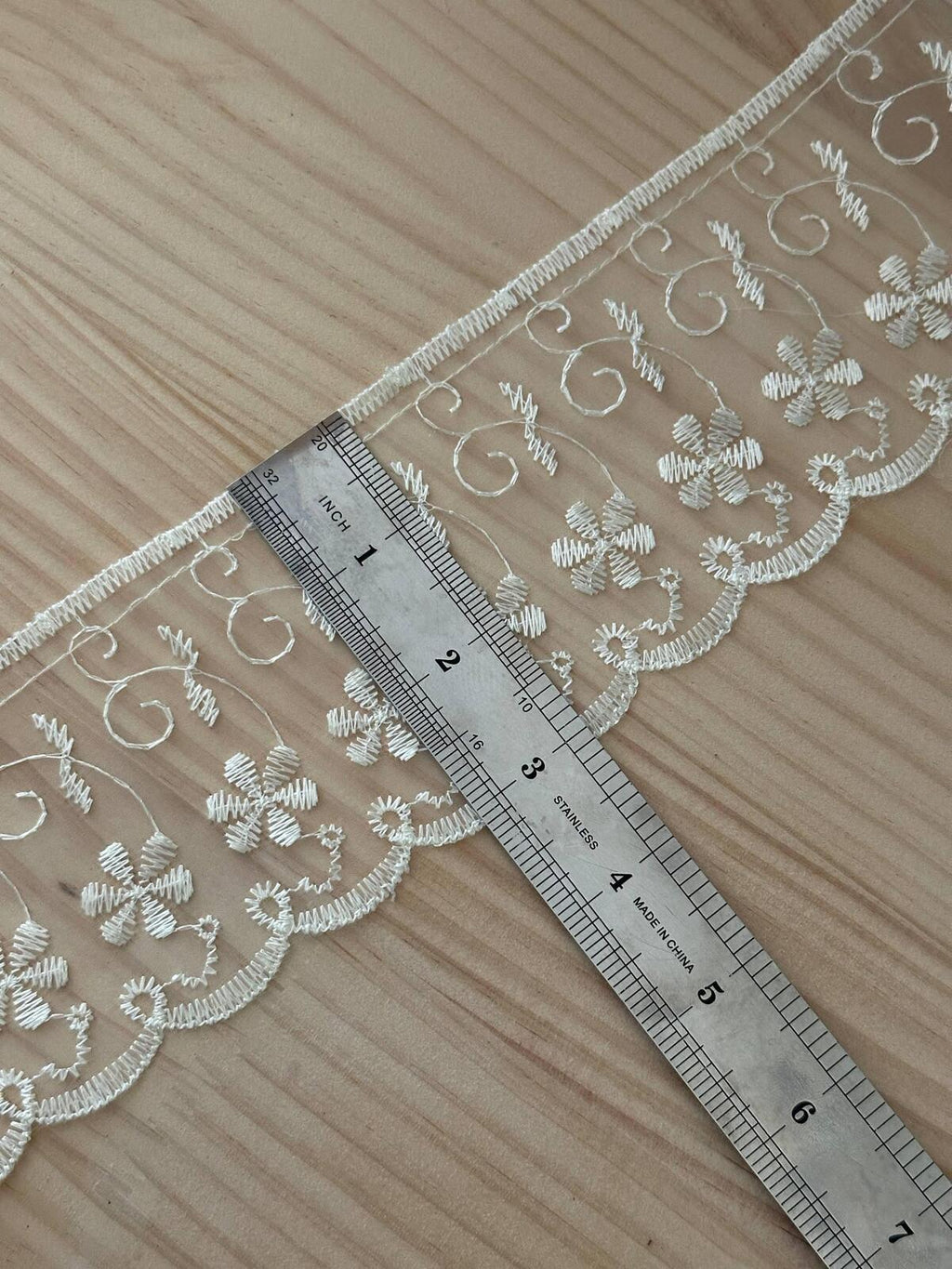 3Yds  3" White Organza Floral Embroidered Lace Trim, Wholesale