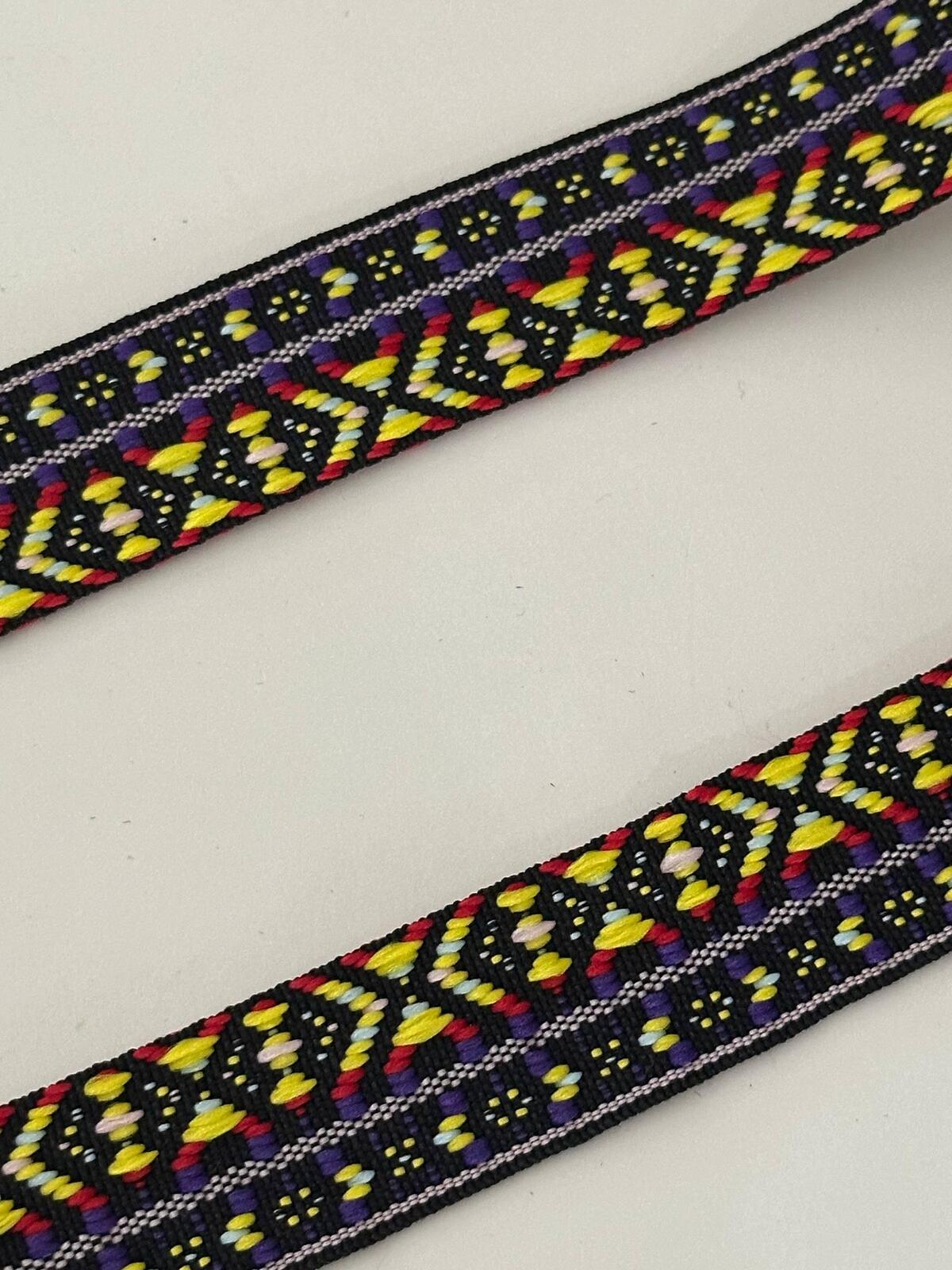5Yds Non-Stretch 1" Tribal Jacquard Ribbon Trim, Boho Vintage Craft Wholesale