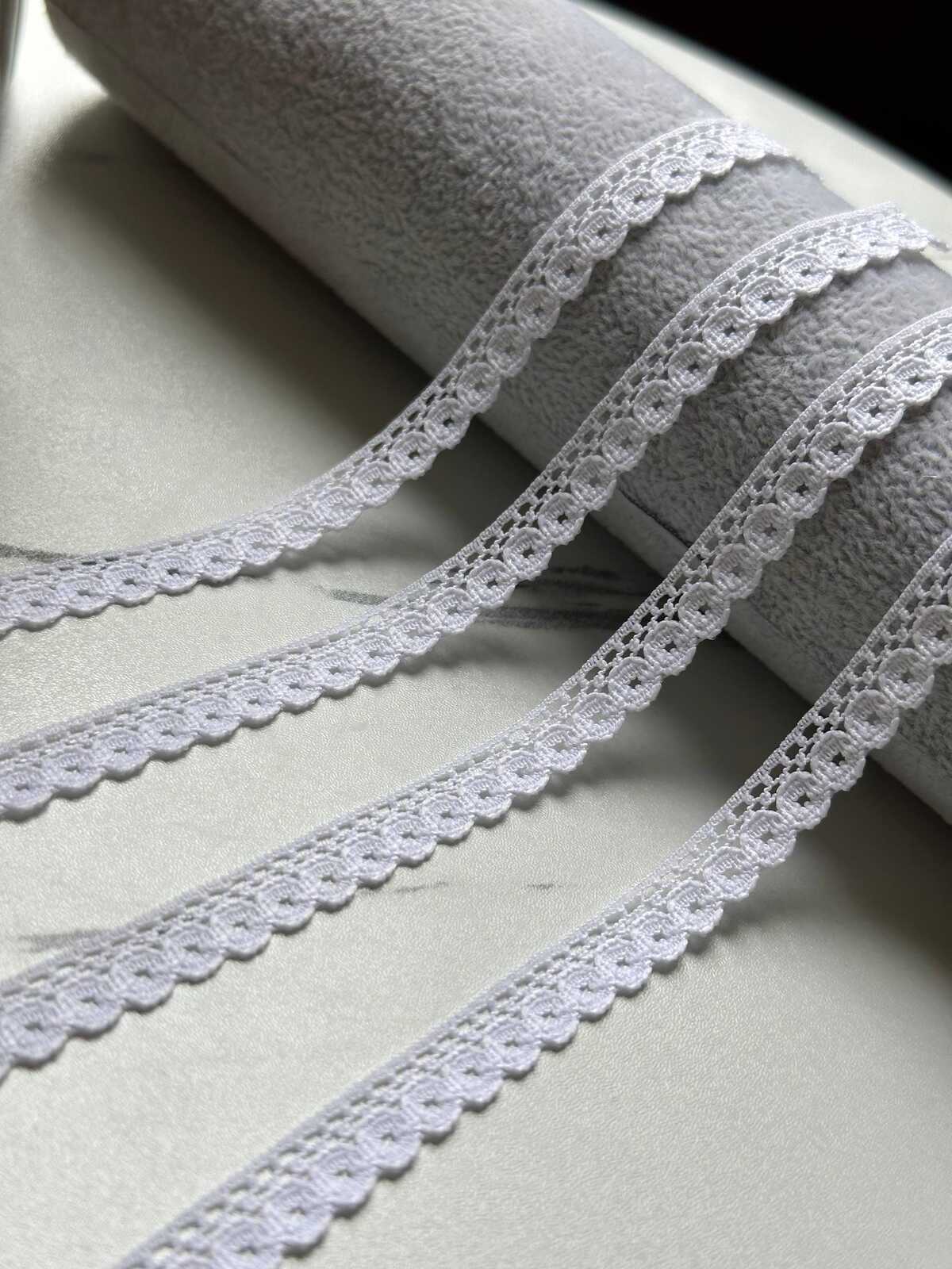 10yds Classic Pure White Delicate Circle Eyelet Non Stretch Lace Trim by Yard, Narrow Scalloped Ribbon for Crafts, 0.75", Retail Wholesale