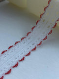 10Yds Non-Stretch 1.1" White Red Split Beading Insertion Eyelet Lace Wholesale