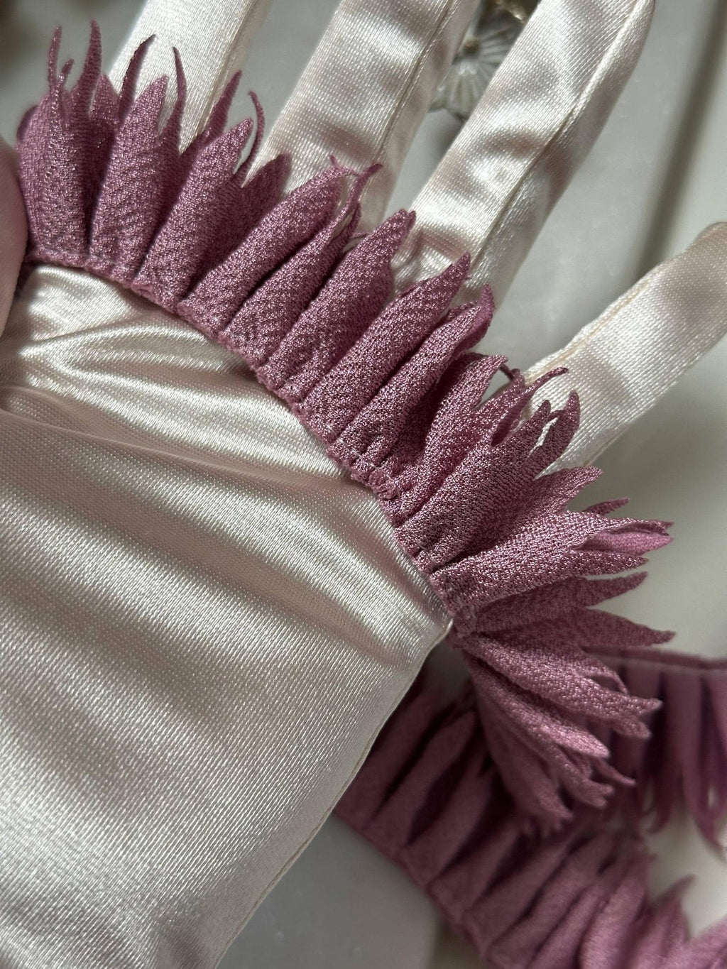 Dusty Mauve Pleated Fringe Trim by Yard, Pleated Ribbon, Soft Skin Friendly Coquette Craft Supply, 1", Retail Wholesale Bulk