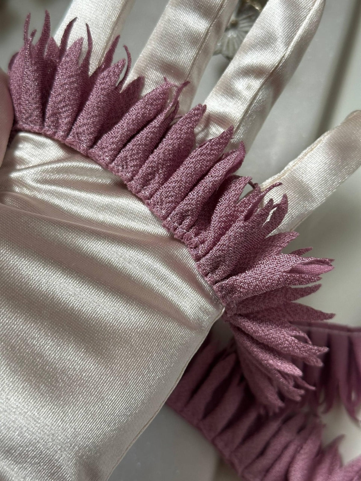 Dusty Mauve Pleated Fringe Trim by Yard, Pleated Ribbon, Soft Skin Friendly Coquette Craft Supply, 1", Retail Wholesale Bulk