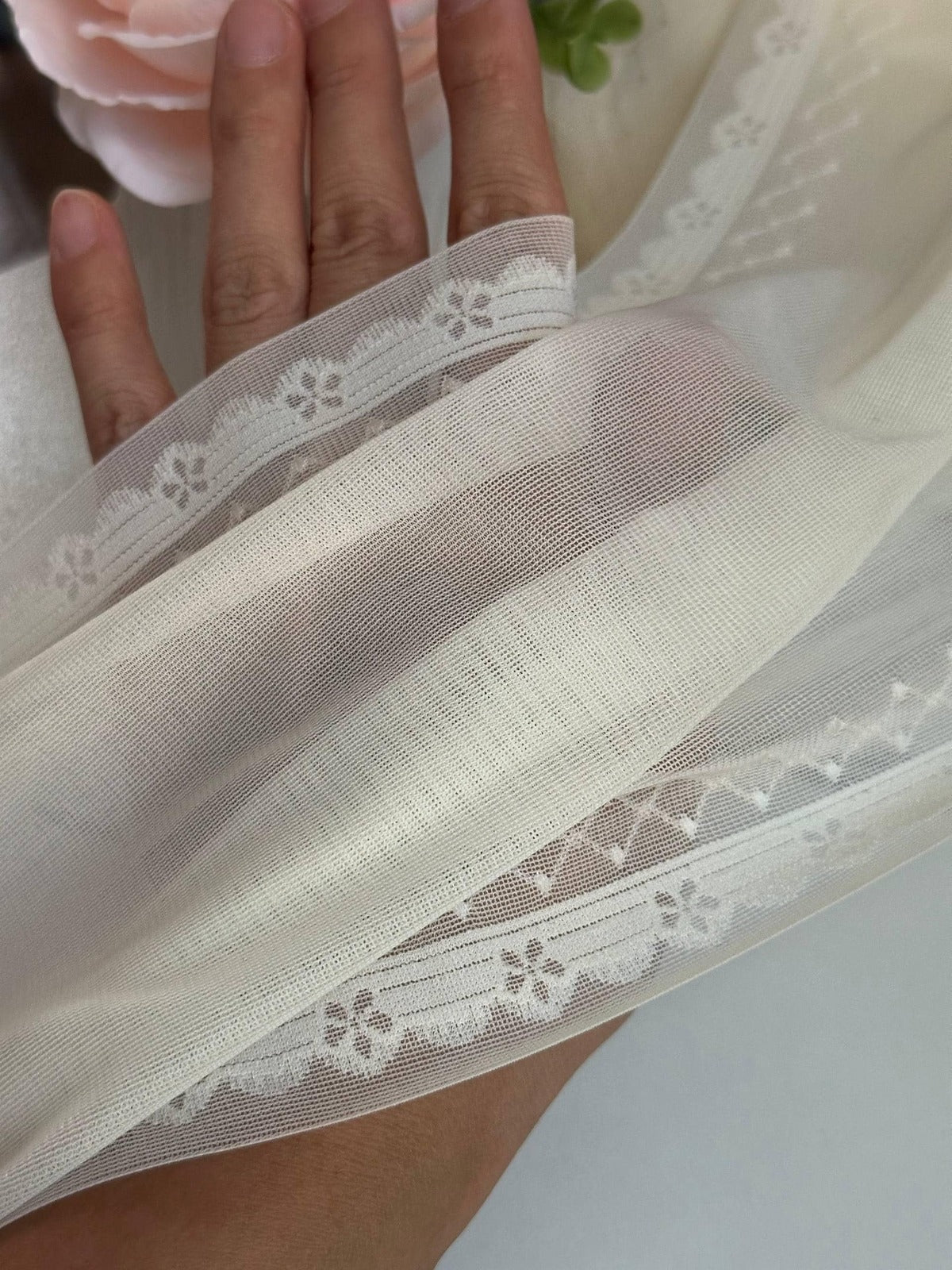 Ivory Seamless Mesh Lace Trim, 9" Lingerie Stretch, Bulk Clearance Coquette Y2K Lace, Underwear Trim, DIY Sewing, Retail Wholesale