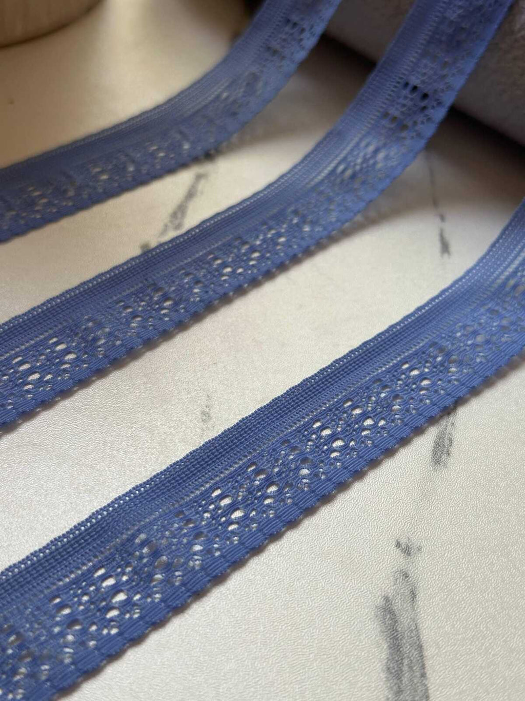 10yds Muted Cornflower Blue Ultra Soft Stretch Elastic Lace Trim by the Yard, Super Stretchy Ribbon for Baby Headband Lingerie, 0.8"