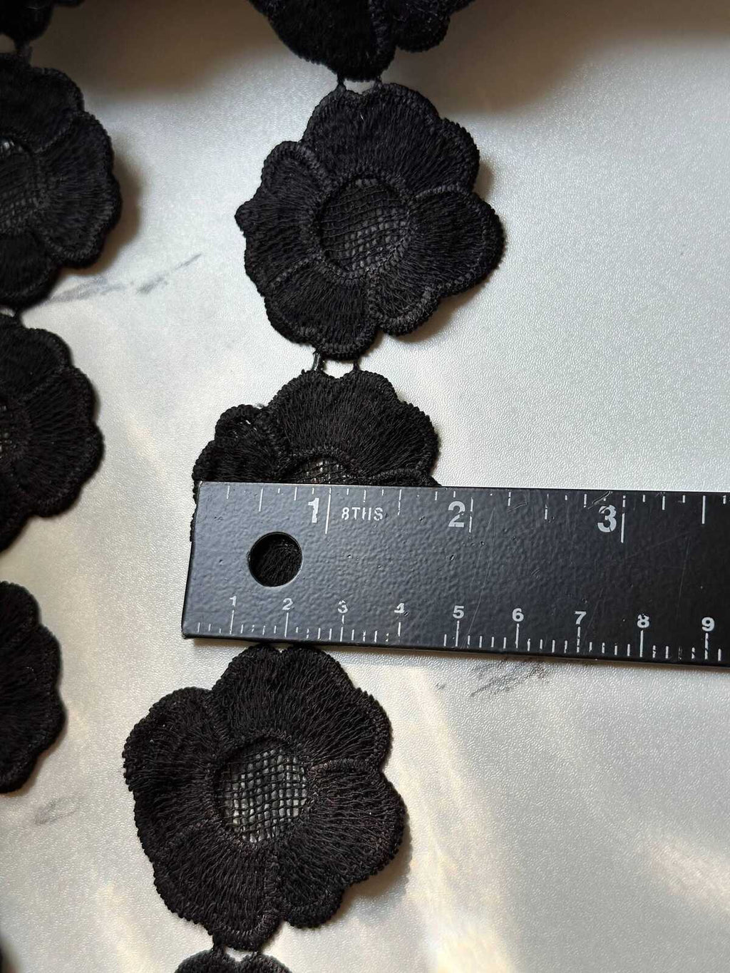Black Floral Guipure Lace Trim by Yard, 1.75" Water Soluble Daisy Ribbon, Flower Applique, Coquette Craft Supply,DIY Sewing,Retail Wholesale