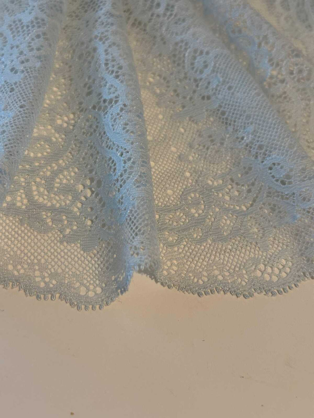 1Yd Stretch 8" Light Blue Floral Wide Stretch Lace Trim, Sewing Craft Wholesale