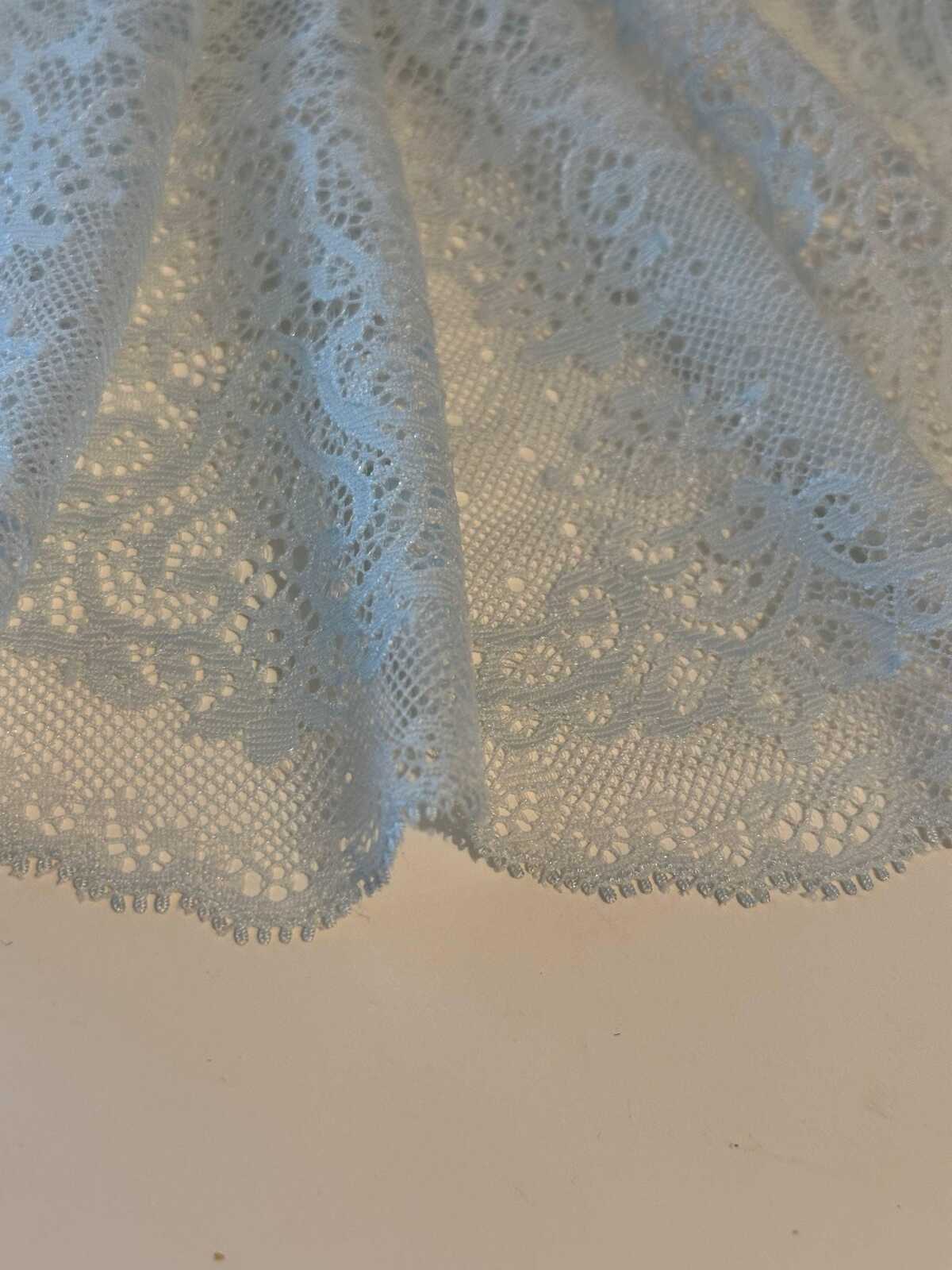 1Yd Stretch 8" Light Blue Floral Wide Stretch Lace Trim, Sewing Craft Wholesale