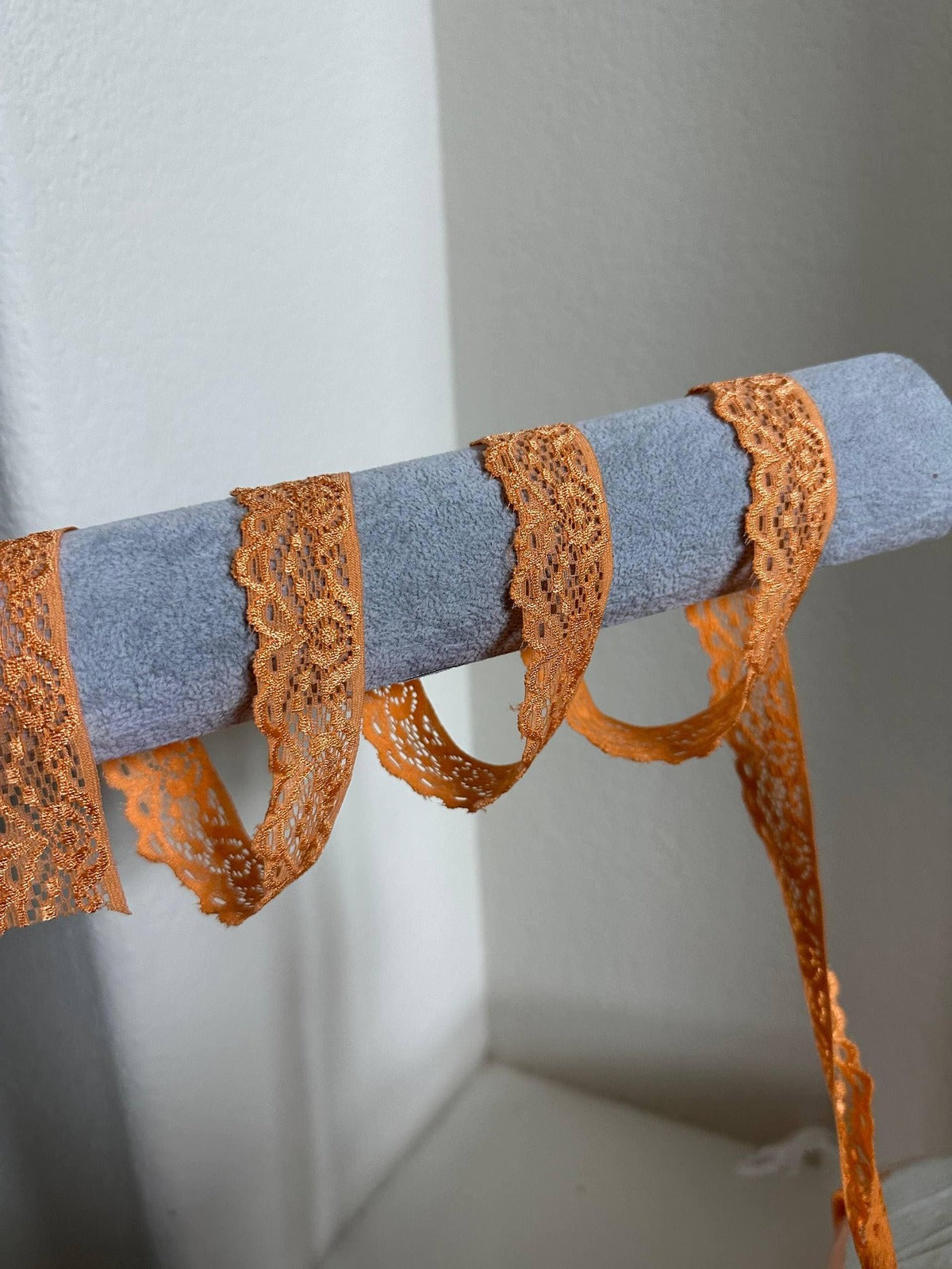 10yds  1" Apricot Orange Stretch Elastic Lace Trim Dainty Scalloped Edge Floral Ribbon for Lingerie Underwear Headbands Crafts Sewing