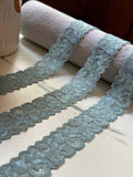 10yds Muted Sage Dust Floral Stretch Elastic Lace Trim, Symmetrical Semicircle Scalloped Narrow Ribbon for Lingerie Underwear Crafts, 1"