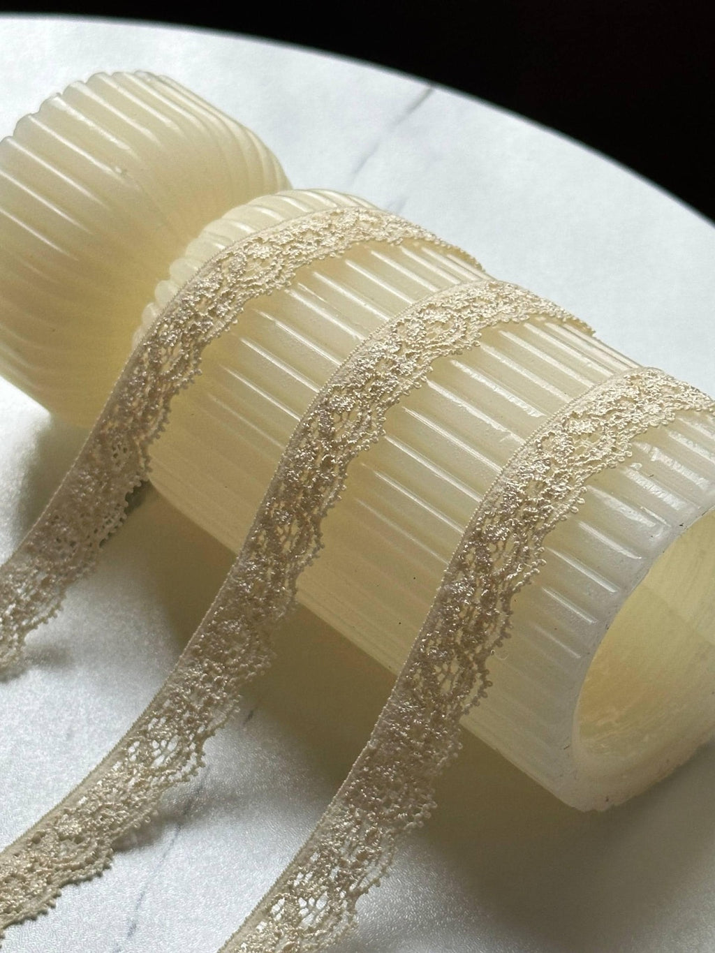 10yds Beige Stretch Lace Trim, 0.5" Elastic Ribbon, Bulk Clearance Coquette Y2K Lace, Lingerie Lace, DIY Sewing, Retail Wholesale