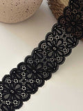 10yds Black Floral Stretch Lace, 2.1" Elastic Ribbon, Bulk Clearance Coquette Y2K Lace, Lingerie Lace, DIY Sewing, Retail Wholesale