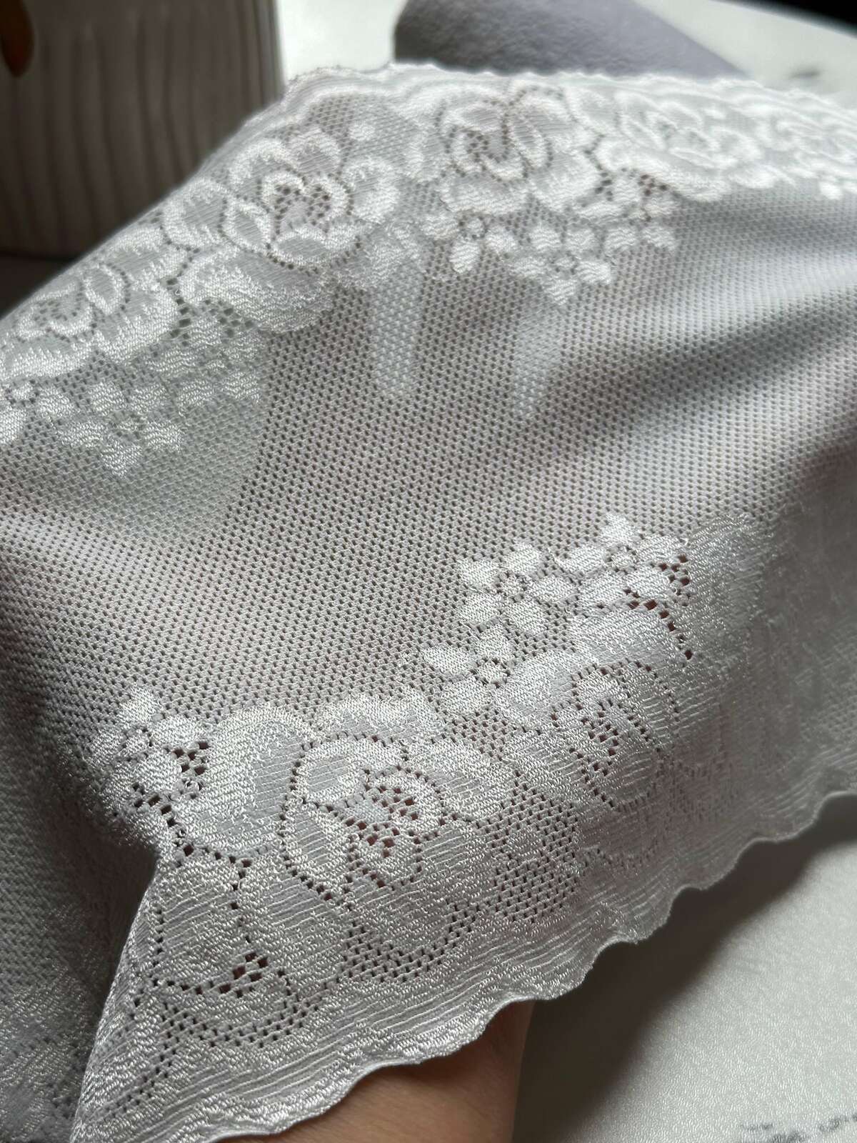 Japanese Off White Rose Wide Stretch Lace Trim by Yard, Bridal Wedding Garter Robe Scalloped Panel, 7", Retail Wholesale Bulk