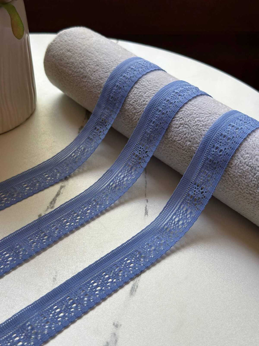 10yds Muted Cornflower Blue Ultra Soft Stretch Elastic Lace Trim by the Yard, Super Stretchy Ribbon for Baby Headband Lingerie, 0.8"