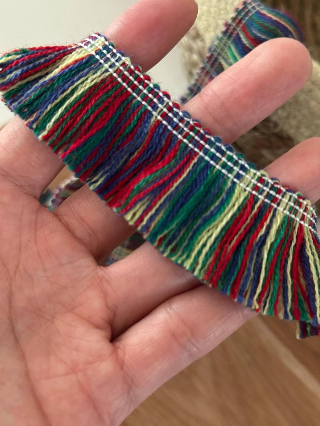 5Yds Non-Stretch 1.2" Wide Rainbow Yarn Tassel Fringe Trim, Bulk Clearance Boho Folk Lace, Garment Trim, DIY Sewing, Retail Wholesale