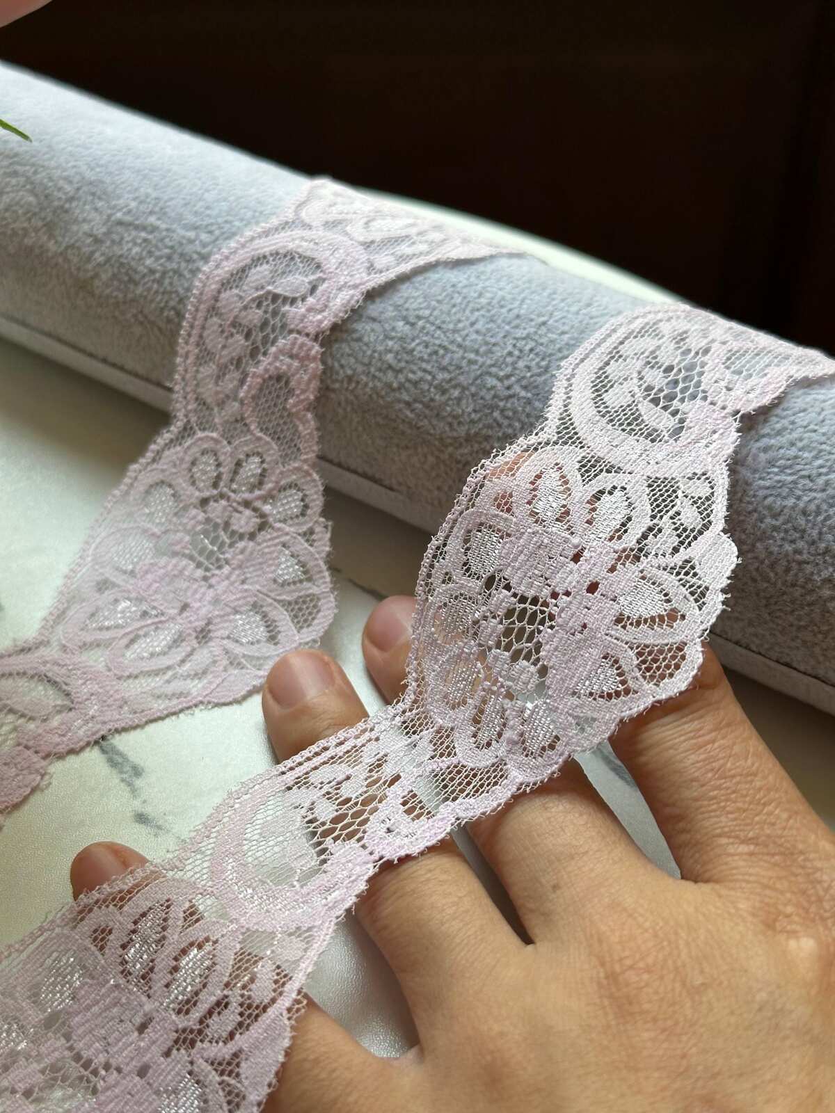 10yds Dusty Mauve Pink Floral Scalloped Non Stretch Lace Trim by the Yard, Wavy Edge Galloon Ribbon for Apparel Crafts, 1.85"  Wholesale