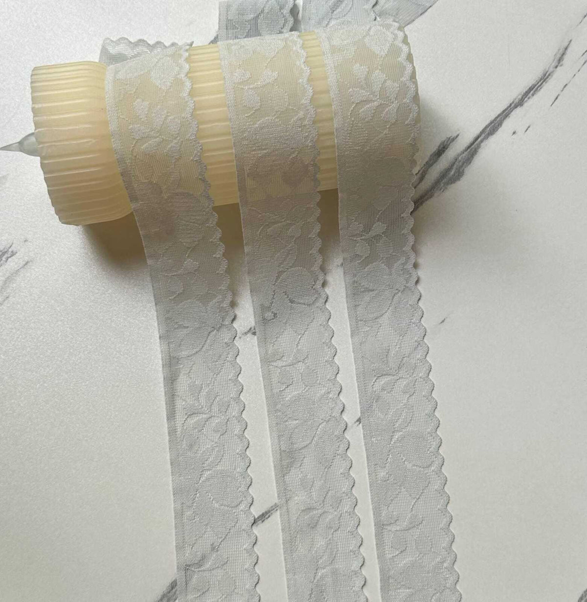 Pale Sage Green Ultra Soft High Stretch Elastic Lace Trim Invisible Seamless Scalloped Edge Underwear Ribbon for Lingerie Crafts, 1.25"