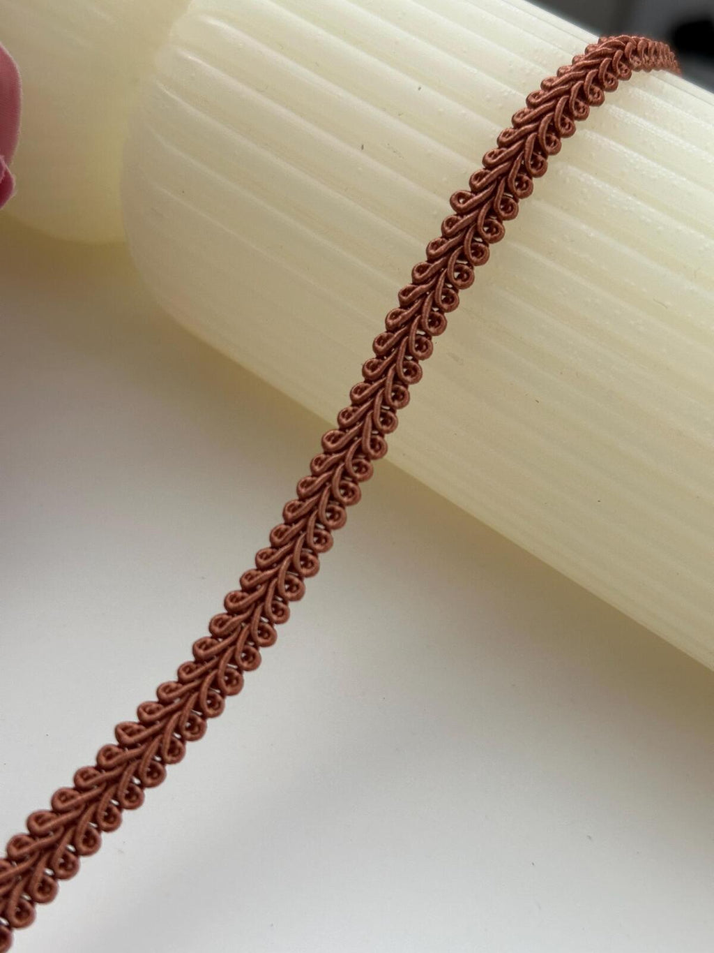 6Yds Non-Stretch 0.3" Brown Woven Braided Gimp Scroll Trim Ribbon Wholesale