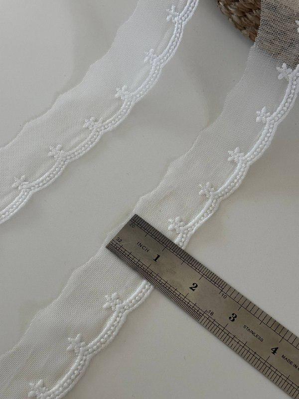 10yds White Mesh Floral Lace, 1.3" Embroidered Ribbon, Bulk Clearance Coquette Y2K Lace, Garment Trim, DIY Sewing, Retail Wholesale