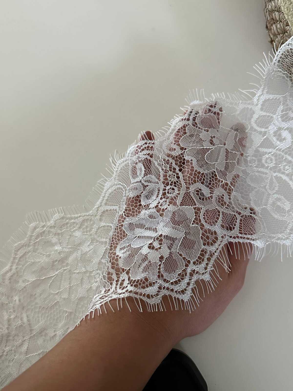 3Yds White Non-Stretch Eyelash Lace, 5" Chantilly Trim, Bulk Clearance Coquette Y2K Lace, Bridal Lace, Garment Trim, Retail Wholesale