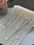 3Yds Stretch 8.7" Two Tone Peach Cream Embossed Wide Stretch Lace Wholesale