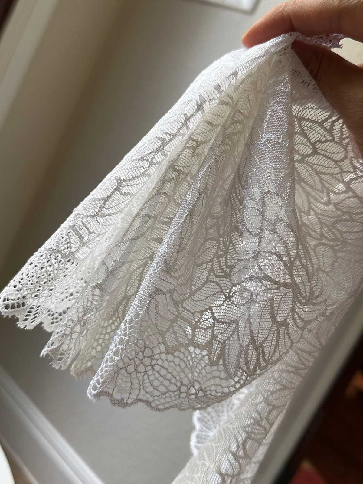 7.25" White Stretch Lace Trim Wide Bridal Floral Elastic Galloon Scalloped Edge Lace for Lingerie Underwear Wedding Garment Sewing