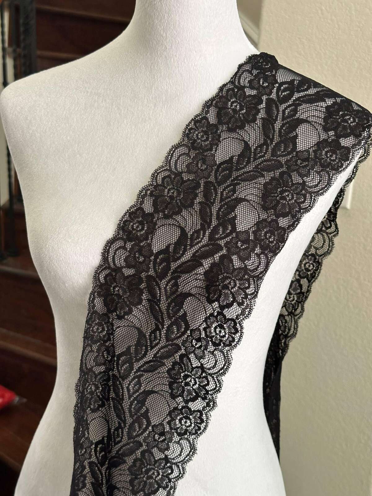 Classic Black Floral Wide Stretch Lace Trim by the Yard, Scalloped Elastic Ribbon for Coquette Crafts, 5.5", Retail Wholesale Bulk