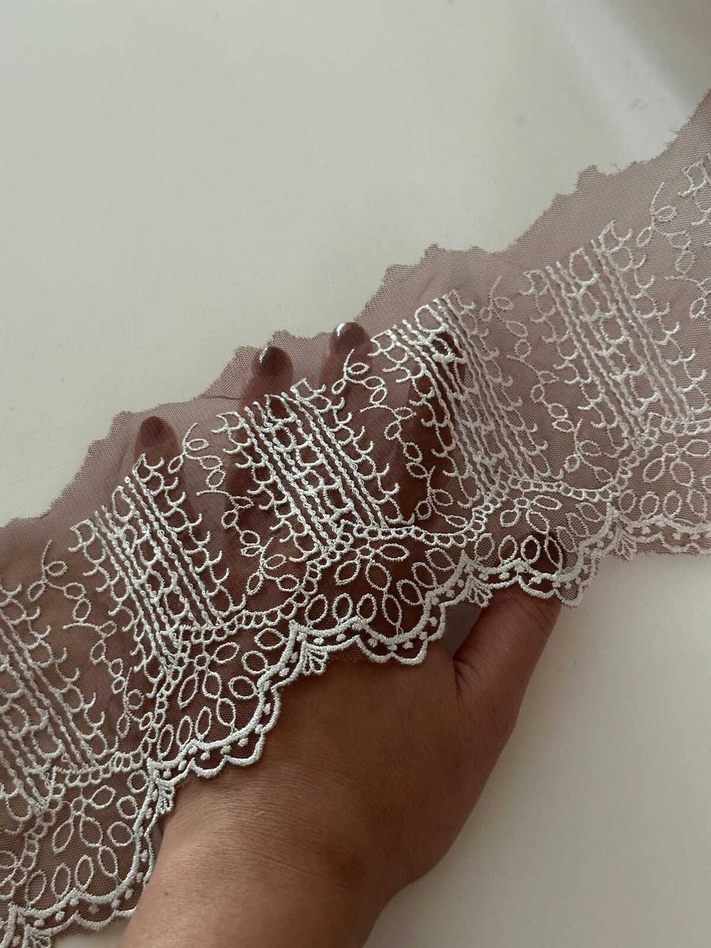 10yds Mocha Brown Cream Lace Trim, 4.5" Embroidered Ribbon, Bulk Clearance Coquette Y2K Lace, Garment Trim, DIY Sewing, Retail Wholesale
