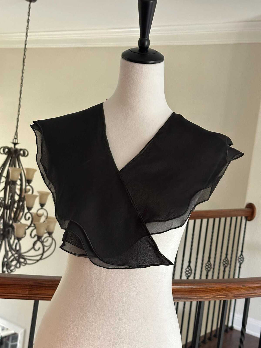 1Pc Black Chiffon Double Layer Ruffle Detachable Collar Shawl Wrap Wholesale