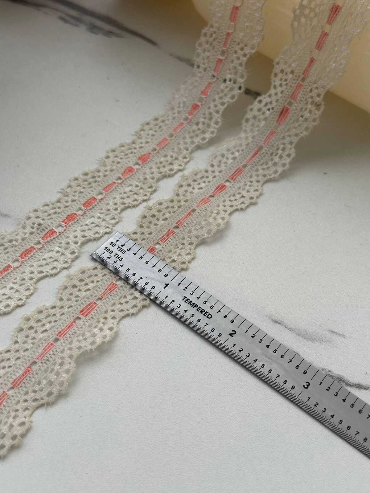 10Yds Stretch 1" Off-White Pink Faux Beading Ribbon Stretch Lace Wholesale