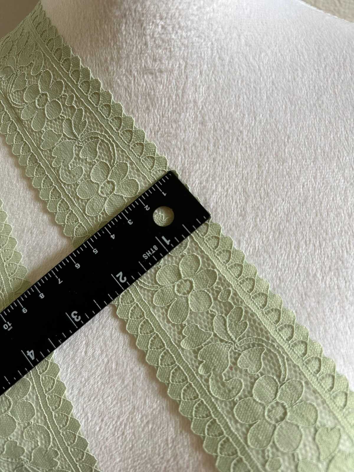 10yds 2.25" sage  Green Stretch Lace Trim Sage Floral Elastic Galloon Scalloped Edge Ribbon for Lingerie Underwear Doll Clothes Sewing